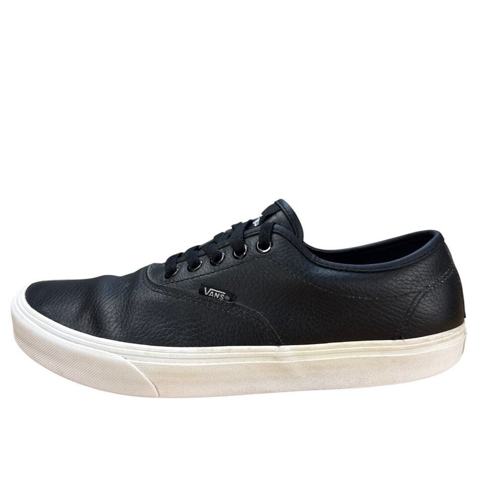 Vans Authentic Low Black Leather Skate Shoes Mens Size 10 Sneakers